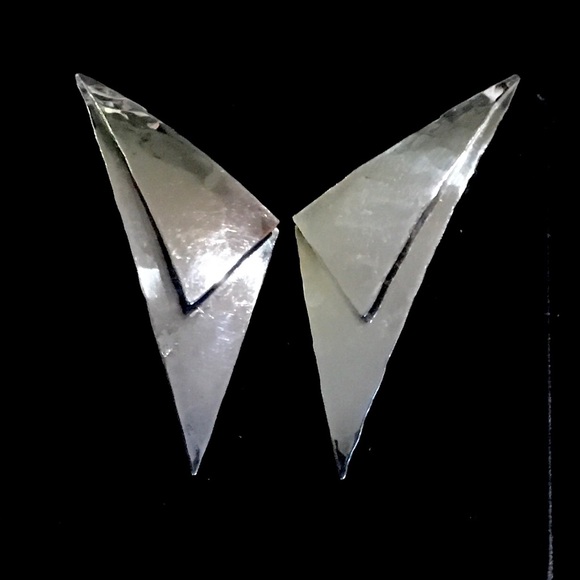 Jewelry - 1980’s Vintage Modernist Geometric Sterling Silver Earrings